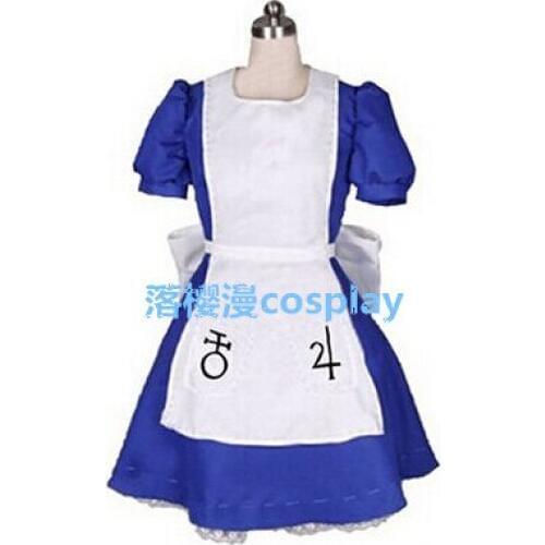 2016 Alice Madness Returns Cosplay Costumes Gothic Halloween Dresses (Top+Dresses+Bow)