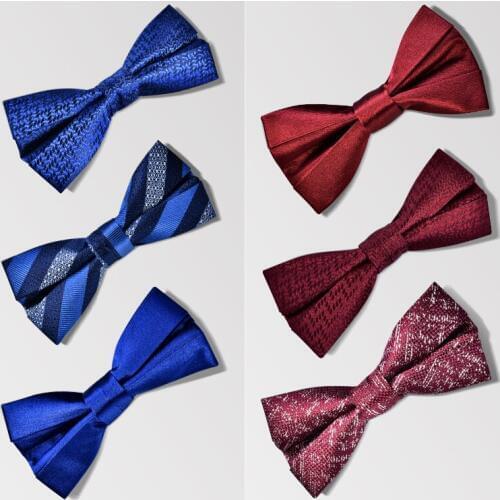 2020 Brand New Fashion Mens Bow Ties Double Fabric Silk Bowtie Banquet Wedding Bridegroom Ceremony Butterfly Tie with Gift Box