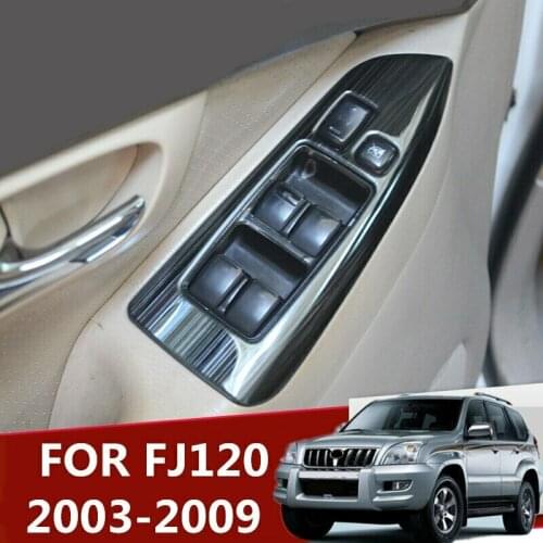 4pcs Window Lift Switch Armrest Trims For TOYOTA Land Cruiser Prado FJ120(black) Car modification Auto parts