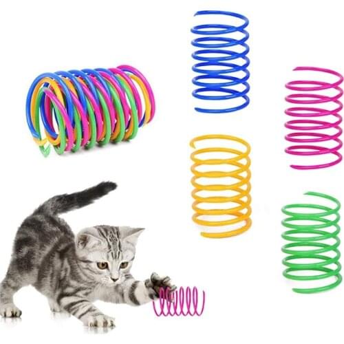 4Pcs Cat Colorful Spring Toys Plastic Coil Spiral Springs for Cat Kitten Pets Indoor Active Healthy Play Pet Accessories Set