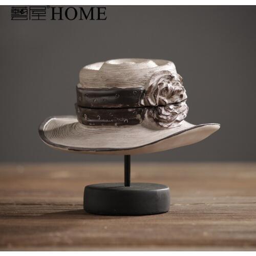 American rustic retro resin Ladies Hat model furnishing ornament home decor bar cafe clothing store decoration Marilyn Monroe