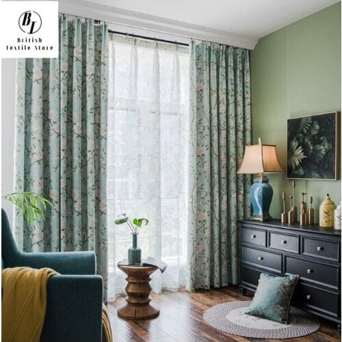 American Country Curtain Pastoral Finished Product French Window Cotton and Linen Custom Curtains for Living Dining Room Bedroom