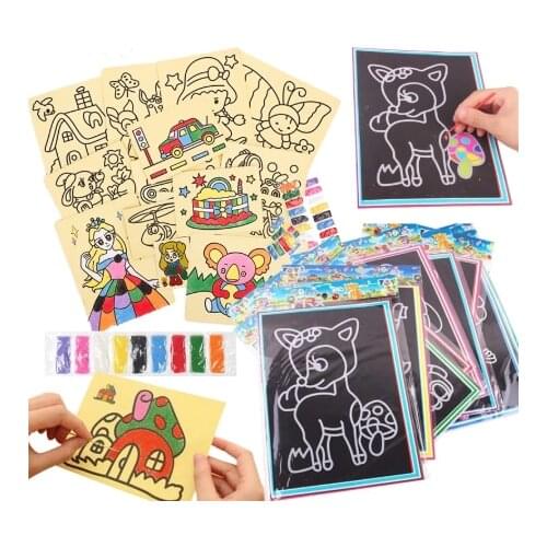 20Pcs/10Pcs Magic Scratch Art Doodle Pad Sand Painting Cards Early Educational Learning Creative Drawing Toys for Children GYH