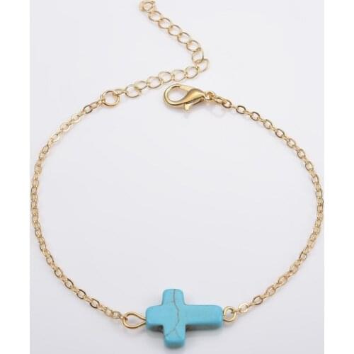 Good Wishes Fashion Turquoises Cross Bracelet for Religion God Bracelets Couple Bracelets Women Best Charm Jewelry DIY