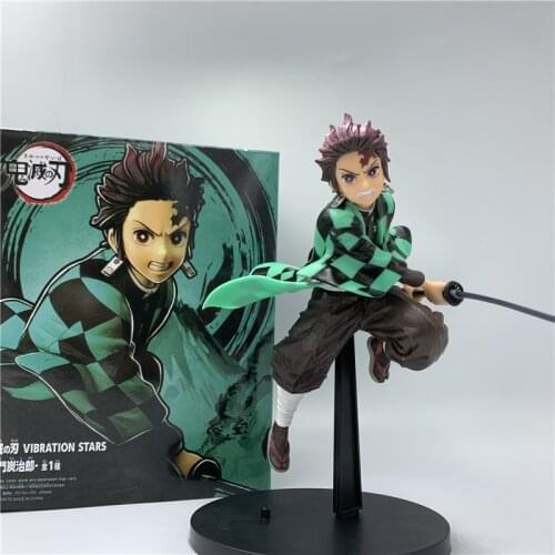 Demon Slayer Kamado Tanjirou Jump Fighting Ver. PVC Action Figure Kimetsu no Yaiba Tanjirou Nezuko Cool Sword Model Gift 18cm