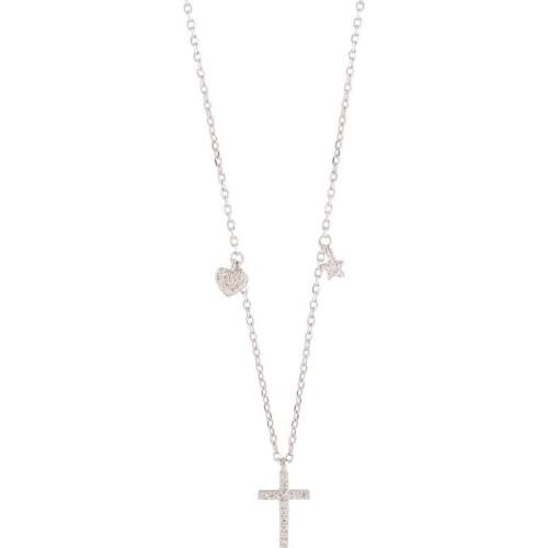 Wild all-match temperament jewelry 925 silver necklace with ins simple love cross clavicle chain star for female