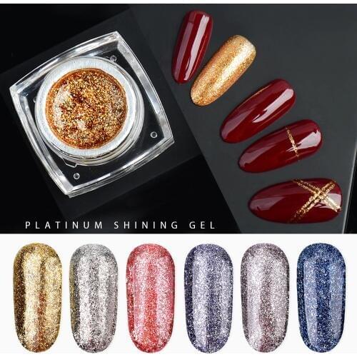 Fengshangmei 5g Glitter Gel Polish 12 Colors Hybrid UV Nail Gel Varnishes Shining Nail Platinum Gel Polish