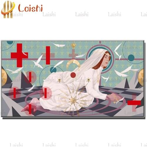 Full square diamond painting Virgin and white dove, cross pictures for embroidery round diamond mosaic paintings wall decoration