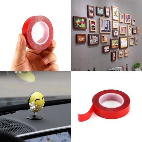 Red Double Sided Adhesive Tape High Strength Acrylic Gel Transparent No Traces Sticker for Car Auto Interior Fixed
