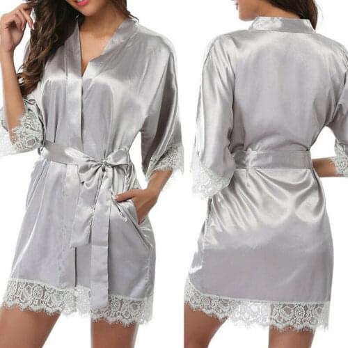 Lace Kimono Robes Women Sexy Sleepwear Bridal Nightdress Bridesmaid Gown Bath Robe Nightgown Women Underwear