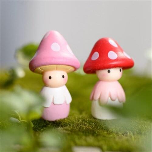 Small Mushroom Dolls Miniature Figurine Fairy Garden Decoration Moss Micro Landscape Ornament DIY Doll Mushroom