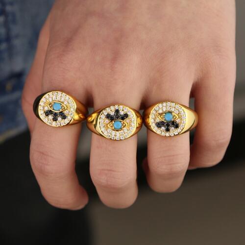 Exaggerated Vampire Evil Eye Rings For Women Men HOT Black Blue Color Vintage 1PC Retro Punk Gothic Rings