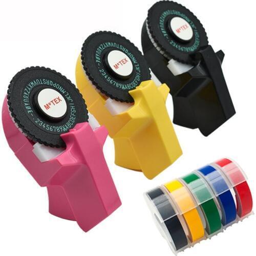 Motex E101 Manual Label printer DIY Hand Decorative Tape Manual Typewriter Mixed 9mm multicolors 3D Embossing Label Tapes