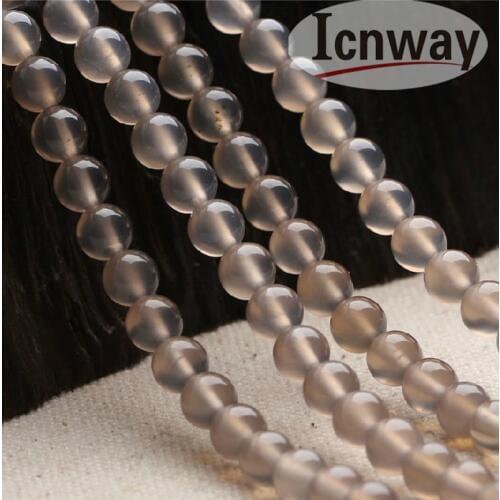 Natural Round gray Agates Stone Beads For Jewelry Making DIY Jewellery 4-14mm 15inches FreeShipping Wholesale