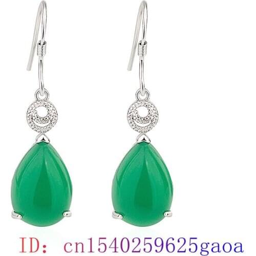 Jade Water droplet Earring Amulet Natural Jewelry 925 Silver Green Gifts Fashion Chalcedony Women