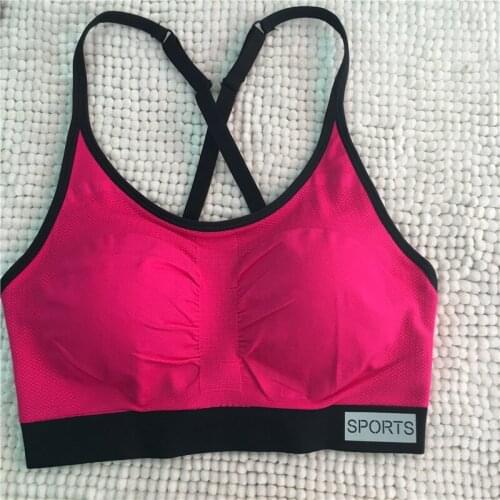 Wholesale Athletic Solid Pad Lady Fitness Bra Shockproof Yoga Bra High Strength Running Bra Women Workout Stretch Tank Top Vest