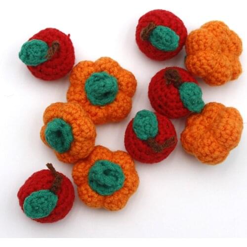 Handmade Crochet Pumpkin/Fruit Chewable Knitting Wool Beads DIY Baby Pacifier Chain Accessories Infant Newborns Teether
