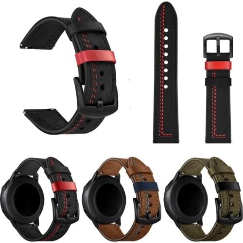 Full Grain Leather Watchband for Galaxy watch 20mm 22mm Watch Accessories Wrist Strap Vintage Watch Bracelet Double Side Leather