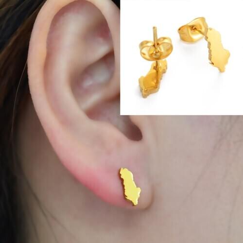 Anniyo Albania Stud Earrings For Women Girls Gold Color Jewelry Small Albanian Earrings Jewellery #200121