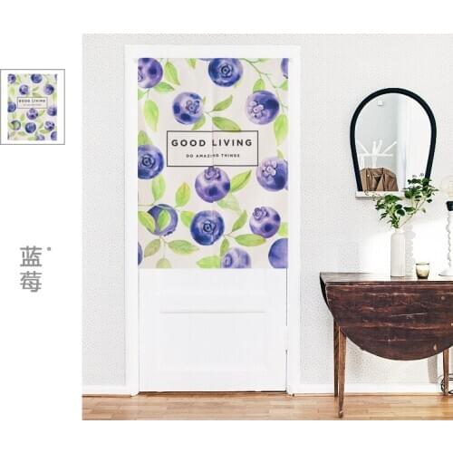 Children room divider kitchen door curtains fruit blueberry window treatments rod pocket printed Japanese curtain decoration
