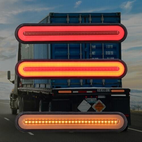 2PCS Hot 100 LED Trailer Truck Brake Light Waterproof Neon 3 in 1 Halo Ring Tail Brake Stop Light Flowing Turn Signal Light Lamp