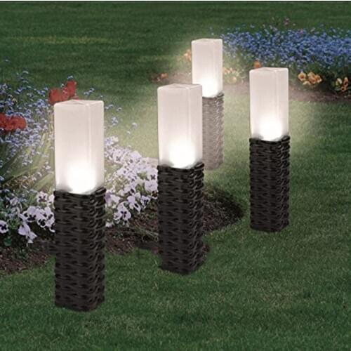 Thrisdar 2/4/6PCS Outdoor Rattan Solar Pathway Lawn Light Garden Patio Stake Light Landscape Driveway Solar Ground Light