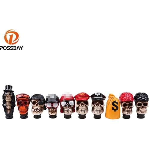 POSSBAY Universal Manual Gear Stick Shift Shifter Lever Knob Wicked Carved Skull MT Resin Gear Knob Modification Covers