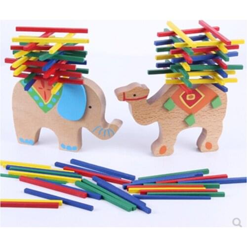 Elephant Camel Colorful Balance Beam Stick Game Puzzle Stacking Building Table Early Education Educational Wooden Toys For Kids