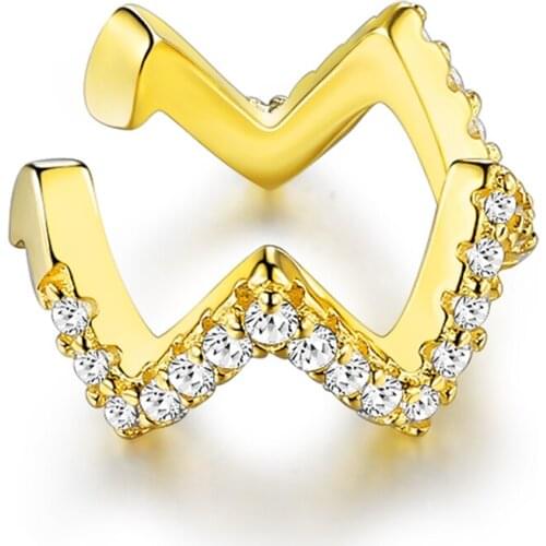 ZEMIOR Clip Earrings For Women 925 Sterling Silver Geometric Wave White Round Cubic Zirconia Earring Fine Jewelry Free Shipping