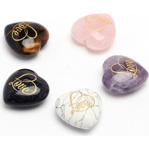 1pc Natural Stone Crystal Agates Love Heart-shaped Carving Symbol Pendant Gems for Jewelry Making DIY Necklace Accessories Wicca