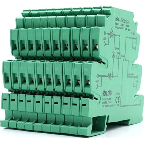 10pcs/lot PLC Control 1NO+1NC 24V Switch Interface Relay Module 6A 250VAC/DC Output LED Electromagnetic Voltage Relay Switch