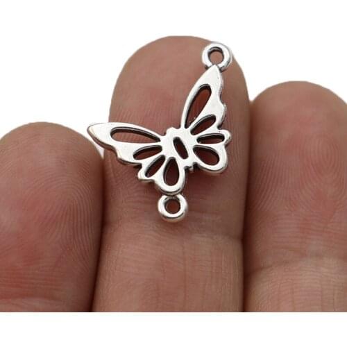 20pcs Antique Silver Plated Butterfly Connectors for Jewelry Making Bracelet Jewelry Findings Accessories 23x18mm