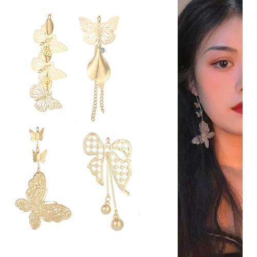 2020New 60Pcs Exaggerated butterfly Tassel alloy button for DIY Jewelry earring or necklace pendants accessories ER252-ER255