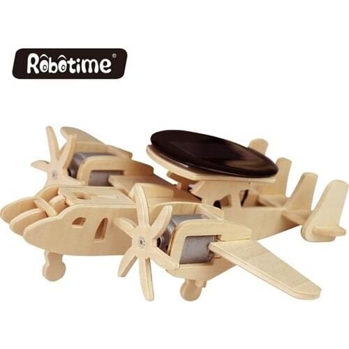 Robotime 3D Wooden Puzzle Solar Powered Early Stimulus The plane