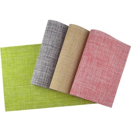 45x30cm Solid Color Random Pattern Woven Dining Mat Polyester Western Food Mat Plastic Rectangular Dining Table Placemat
