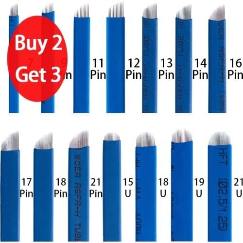 50pcs Microblading 0.18mm Tattoo Blade Lamina Agulhas Tebori Nano Blades 18U Permanent Makeup Needles for Embroidery Manual Pen