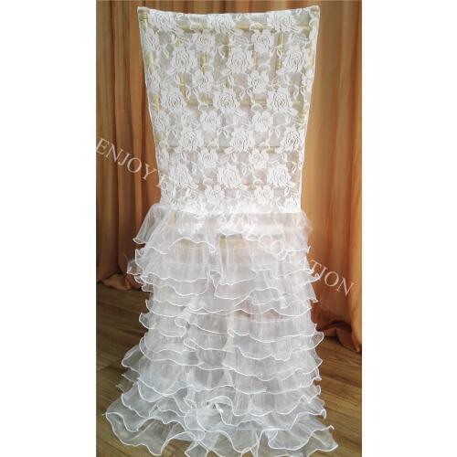 50pcs YHC#192 fancy elegant lace pleats layered organza-polyester banquet wedding chiavari chair back cover