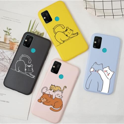 Cat Couple Case For Huawei P30 Lite Pro P40 Lite E Honor 9A 9C 9S 9X PSmart Z S P Smart 2021 2019 Case Silicone Fun Cover TPU