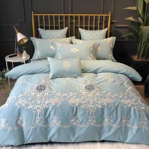 European-style Bedding Set Brushed 4-piece Set High-end Luxury 60 Cotton Embroidery Autumn and Winter Warm Duvet Cover Bed Linen