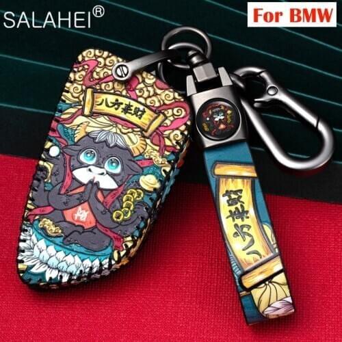 Leather Car Key Case Cover For BMW 2 3 5 7 Series 6GT X1 X3 X5 X6 F45 F46 G20 G30 G32 G11 G12 F48 G01 F15 F85 F16 F86 Accessorie