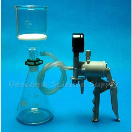 Lab Suction Filtration Device,250ml Buchner Funnel,500ml,Erlenmeyer Flask W/Vacuum Pump