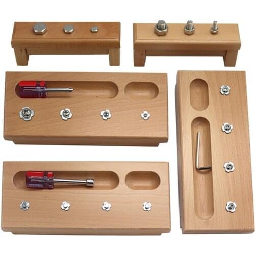 Montessori Materials Sensory Aids Screw Bolts Sets Montessori Educational Wooden Toys for Children Wooden Juguetes Montessori