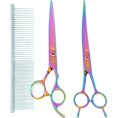 Meisha 8 inch Professional Pet Scissors Japan 440C Dog Grooming Shears Animal Curved Cutting Hair Shears Thinning Tijeras B0052A