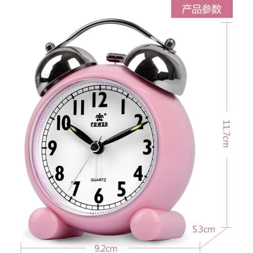 Cute Minimalist Fashion Pink Metal Alarm Clock Creative Modern Silent Alarm Clock Student Bedroom Mini Travel Alarm Clock MM60NZ