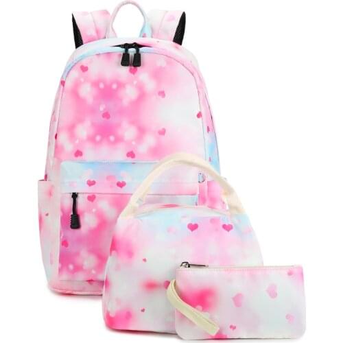 Abshoo Fashion Pink Heart Pattern Women Backpack High Quality Water Resistant School Backpack Girl Cartoon Print Travel Backpack