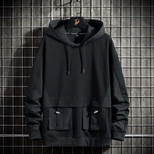 Mens Brand Hoodies 2021Spring Autumn Oversized Korean Fashion Streetwear Hip Hop Black Hoodie Men Hooded Sweatshirt