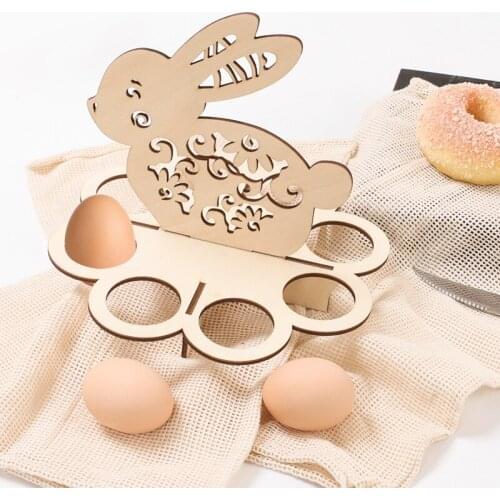 New Easter Decorations For Home DIY Wooden Egg Stand Easter Egg Shelves Bunny Rabbit Hold Rack Happy Easter Party Decor 2021