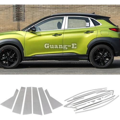 For Hyundai Kona Encino Kauai 2017 2018 2019 2020 Stick Stainless Steel Car Garnish Pillar Window Middle Strip Trim Frame Body