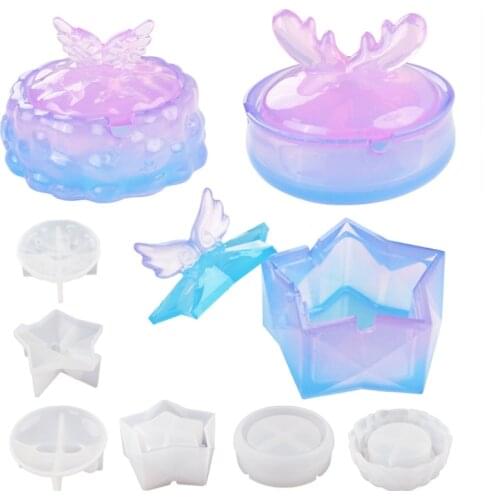 DIY Epoxy Resin Ashtray with Lid Cloud Star Wings Antlers Elk Storage Box Jewelry Tool Silicone Mold