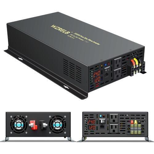 Wired Controller Pure Sine Wave Power Inverter 3500W 12V to 220V Solar Inverter Convert 24V/48V/96V/110V DC to AC 120V/230V/240V